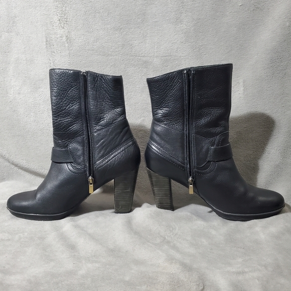 Clarks Indigo Buckle Black Leather Boots  10 M - Picture 5 of 12